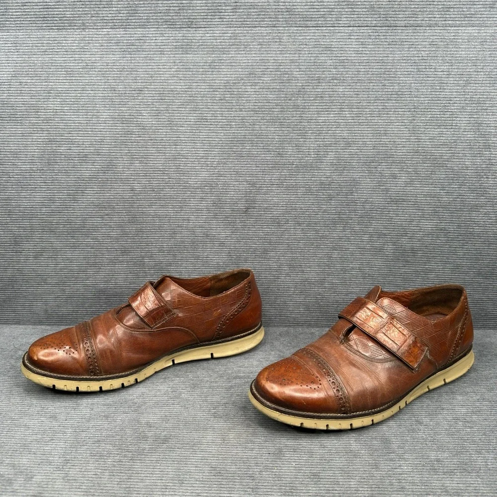 Franco Cuadra Mens Brown Leather Brogue Strap Oxfords A40579 Size 9 Y2k